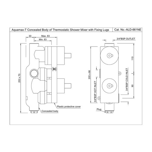 Jaquar, встраиваемая часть термоcтат. смесителя Aquamax для ванны/душа, 1 потребитель. Фото 2