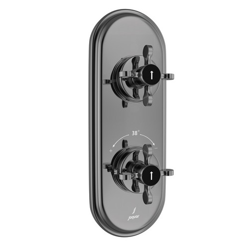 Jaquar, Смеситель для душа встраиваемый Queens Prime, термостат, Черный хром. Фото 1