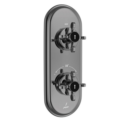 Jaquar, Смеситель для душа встраиваемый Queens Prime, термостат, Черный хром. Фото 1