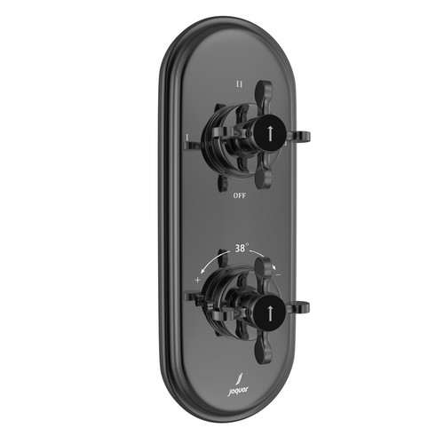 Jaquar, Смеситель для душа встраиваемый Queens Prime, термостат, Черный хром. Фото 1