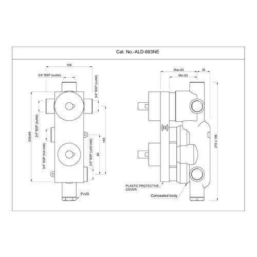Jaquar, встраиваемая часть термоcтат. смесителя Aquamax для ванны/душа, 3 потребителя. Фото 2