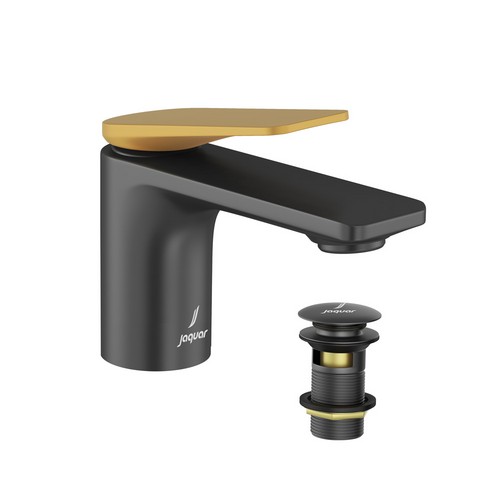 Jaquar, Смеситель для раковины Laguna, 1-рычаж., Матовое золото PVD / Черный матовый. Фото 2