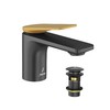 Jaquar, Смеситель для раковины Laguna, 1-рычаж., Матовое золото PVD / Черный матовый. Превью 2